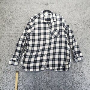 Old Navy Shirt Mens XXL Tall Black/White Plaid The Classic Button-Up Flannel